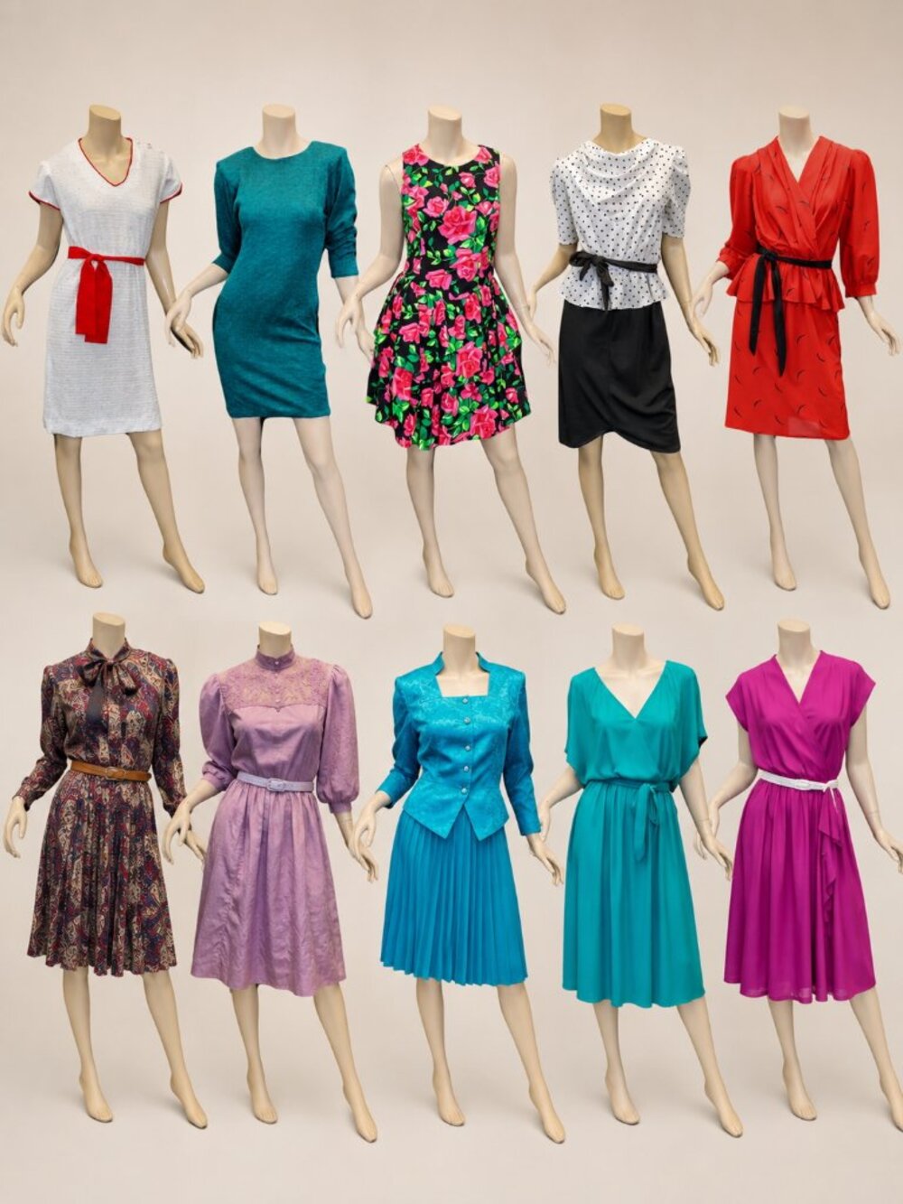 Vintage Dress Lot of 10 | 1970s–1980s Mixed Styles * Small/Medium